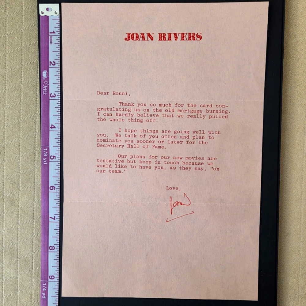 Joan Rivers Autographed Letter - Picture 3 of 4